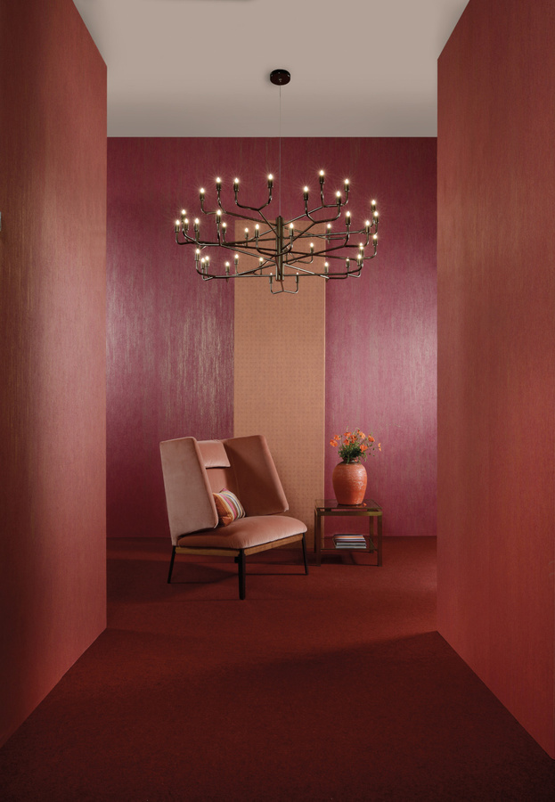 Omexco Tapete KAL1 Kaleidoscope KAL1108 mit abstraktem geometrischem Muster in Rot und Multicolour aus Vlies - Bild 1