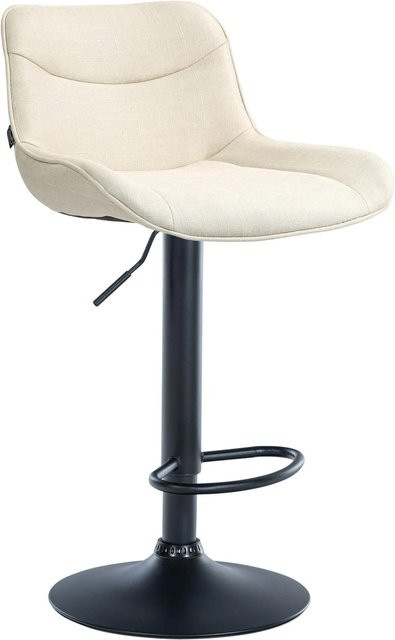 DELUKE Barhocker RAGAD höhenverstellbarer Barstuhl mit Lehne, drehbar, Stoff Creme/Schwarz, B/T/H: 49 x 51 x 85 cm - Bild 1
