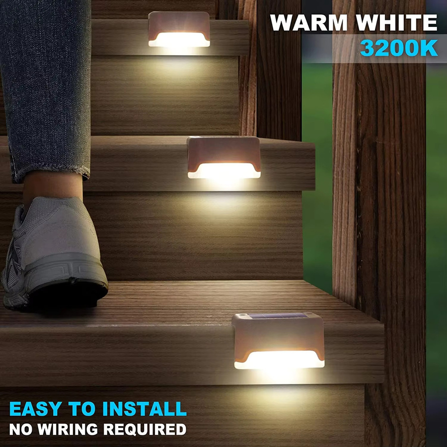 Solar Deck Licht Set IP65 Wasserdicht für Garten Terrasse und Treppen in Warmweiß - Bild 3