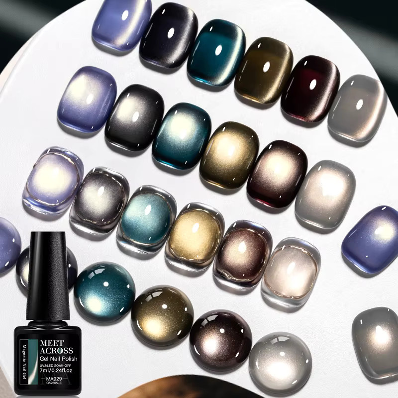 Meet Across Magnetgel Nagellack, Grau-Blau, 7 ml, Schimmernd - Bild 3