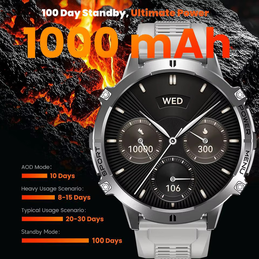 LEADOYS Smartwatch, Edelstahl, Silikon, Schwarz - Bild 2