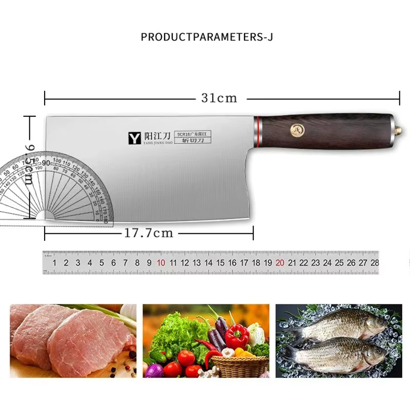 PLYS Hackmesser aus Edelstahl für Fleisch und Knochen, Silber, 9Cr18 Küchenmesser - Bild 6