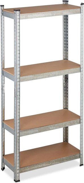 Relaxdays Schwerlastregal aus verzinktem Stahl in Silber, höhenverstellbar und teilbar, H: 150 cm, B: 70 cm, T: 30 cm - Bild 1