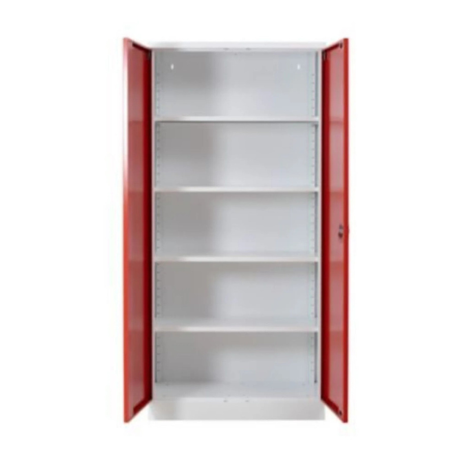 PROREGAL Stahlschrank Bee mit 10 verstellbaren Fachböden und Schließsystem, Weiß & Rot, H x B x T: 195 x 92 x 42 cm - Bild 2