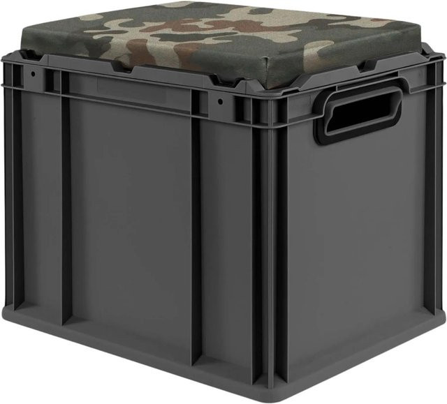 PROREGAL Eurobox Nextgen Seat Box Camouflage Sitzbox Transportbox mit 30 Liter Volumen, Farbe: Camouflage/Schwarz, H x B x T: 36,5 x 30 x 40 cm - Bild 1