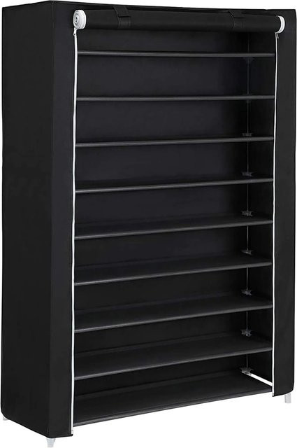 Songmics Schuhregal mit 10 Ebenen für 54 Paar Schuhe, Schwarz, B/T/H: 100 x 28 x 162 cm - Bild 1