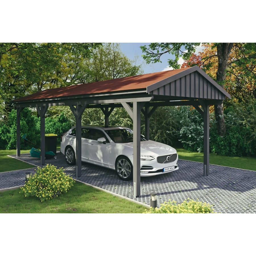 Skan Holz Carport Fichtelberg aus Fichte in Grau mit Dachschindeln B/T: 317 x 808 cm, Höhe: 303 cm - Bild 2