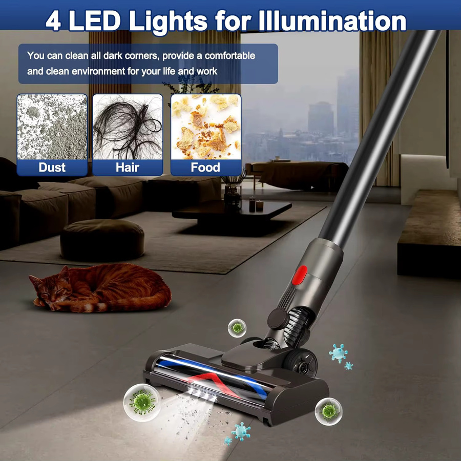 Dyson Ersatz-Staubsaugeraufsätze mit LED-Licht und V-förmiger Turbo-Rollenbürste für V7 V8 V10 V11 V15 - Bild 3