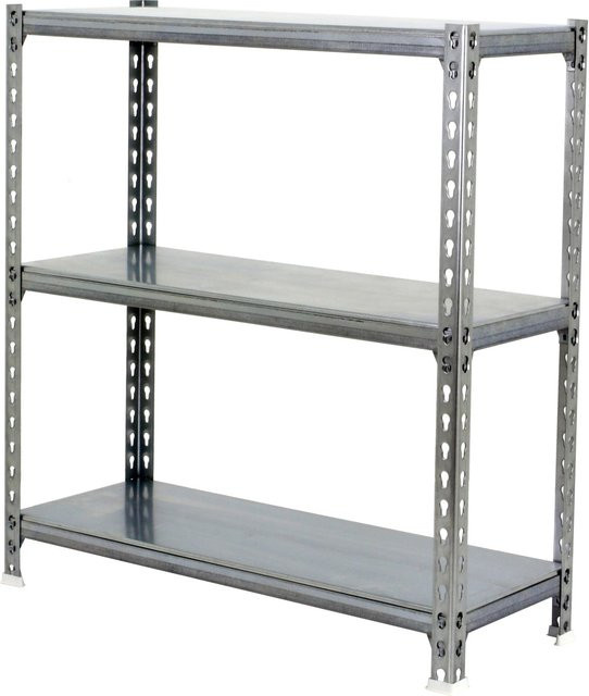 PROREGAL Schwerlastregal Metal Shark, Farbe: Silber, H x B x T: 100 x 110 x 40 cm, Fachlast 200 kg, pulverbeschichtet und verstellbare Regalböden - Bild 1