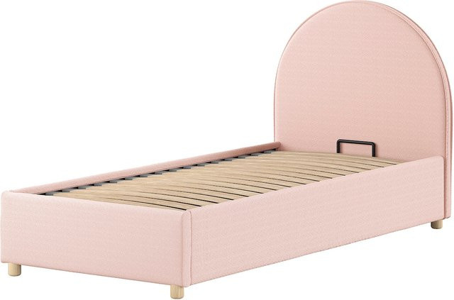 Vipack Polsterbett MOON mit Bettkasten und Lattenrost in Rosa aus Bouclé Stoff, B/T/H: 90 x 200 cm - Bild 1