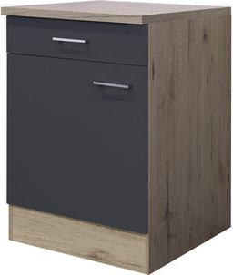 Flex-Well Küchenunterschrank Morena in San Remo Eiche und Basaltgrau matt, B/H/T: 60 x 85 x 60 cm - Bild 1