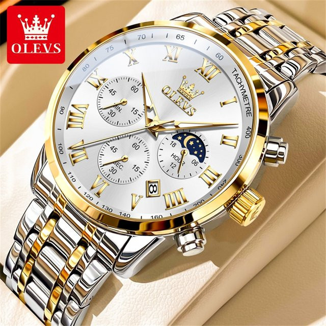 Olevs Armbanduhr Chronograph, Quarz, Edelstahl, Herren - Bild 1