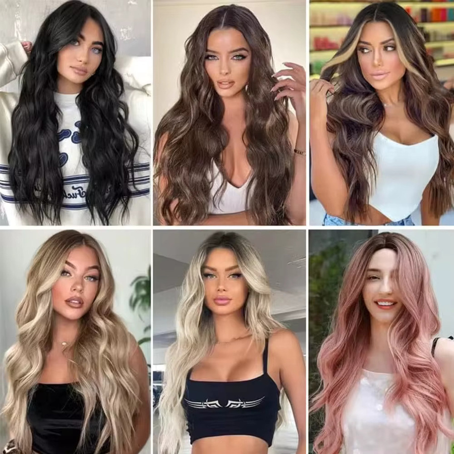 G&T Wig Kunsthaar-Perücke, 28 Zoll, Ombre-Blond, Rosa, lockig, Damen - Bild 6