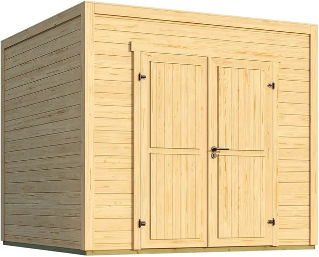 Weka Gartenhaus Stella 2 aus nordischer Fichte mit Flachdach in Natur, B/T: 250 x 250 cm - Bild 1