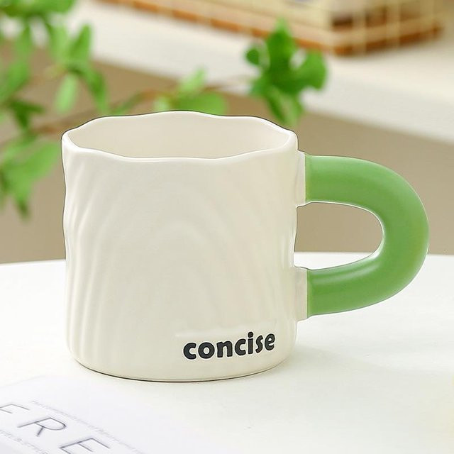 Keramiktasse mit Steinmuster und Baummuster in Weiß, 420 ml - Bild 1