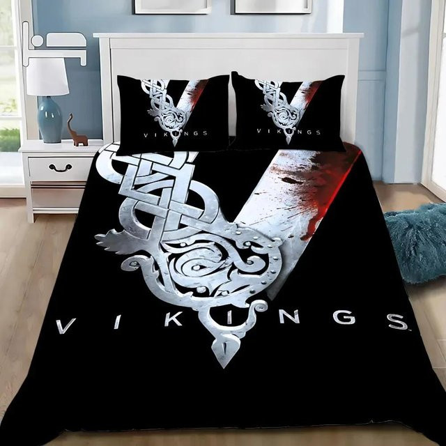 Bettwäsche Set Wikinger Wolf mit keltischem Mystischem Symbol von Monika Chen, Farbe Schwarz, B/H: 180 x 210 cm - Bild 1