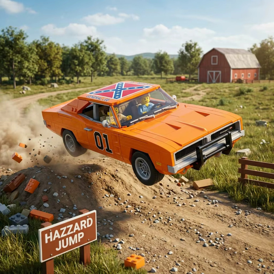 Bandai Amerikanisches Muscle-Car, Baustein-Automodell, mit Puppenfigur, Orange - Bild 4
