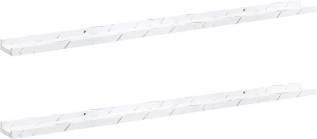 vidaXL Wandregal 2er Set in Weiß Marmor aus Holzwerkstoff, B: 115 cm, H: 9 cm, T: 3 cm - Bild 1