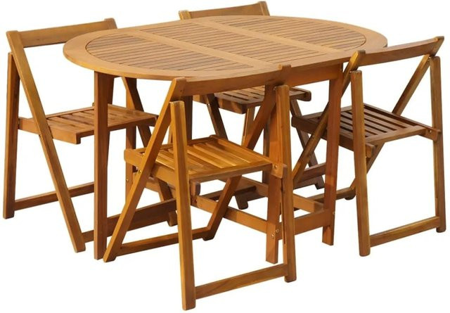 vidaXL 5-tlg Garten-Essgruppe Modell 6 aus Akazienholz Massivholz, Braun, Klappbar - Bild 1