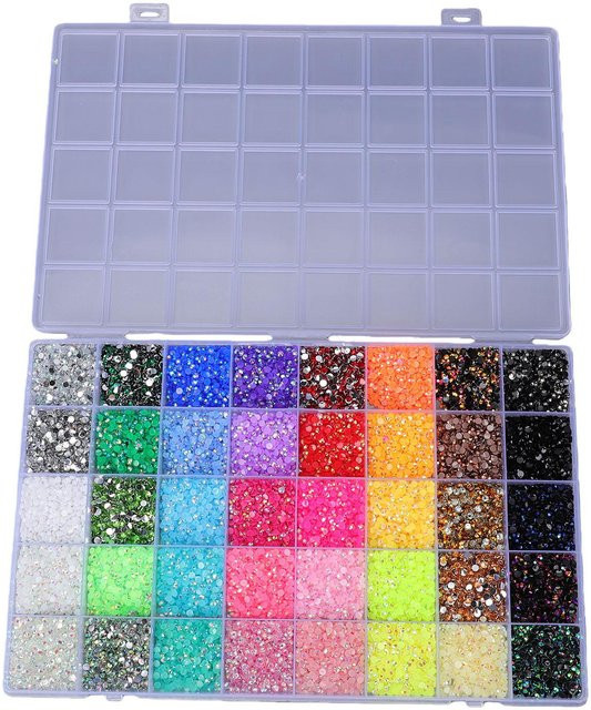 32000 Stück AB-beschichtete Harz-Strasssteine in Mehrfarben für DIY-Bastelarbeiten und Dekoration von Kleidung oder Schuhen, 40 Grids - Bild 1