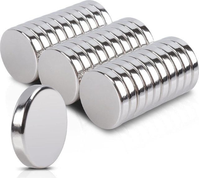 U-POLEMAG Runde dekorative Magnete in Silber, Durchmesser: 15 mm, Dicke: 3 mm - Bild 1