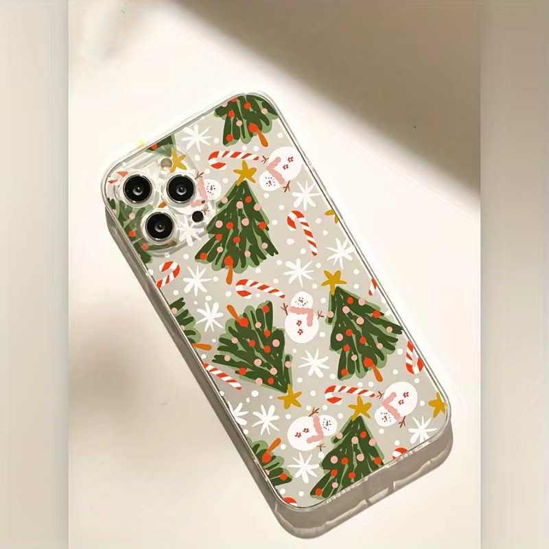 Transparente TPU-Handyhülle mit Weihnachtsbaum- und Schneemannmuster für Apple iPhone 11 bis iPhone 17 Pro Max Modelle - Bild 3
