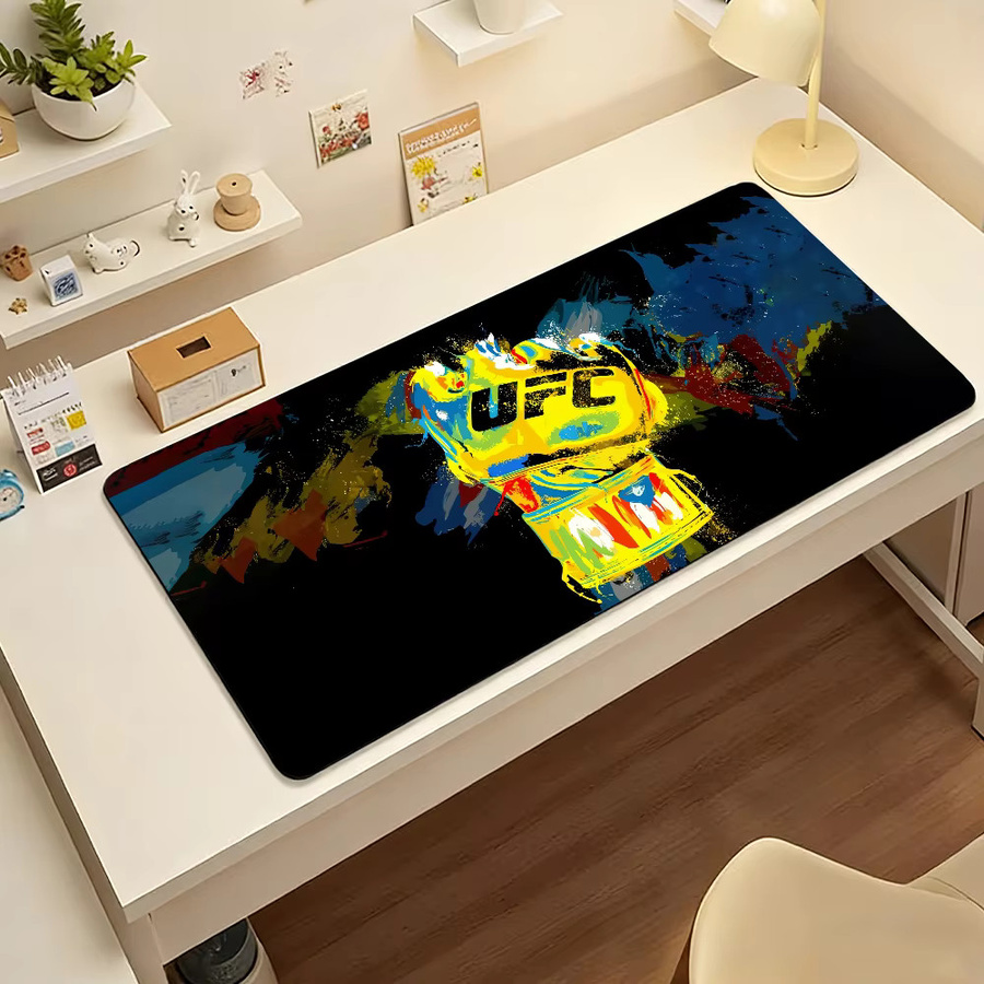 U-UFC Boxing Match Mauspad Multicolor, große rutschfeste und wasserdichte Gaming-Matte mit genähtem Rand als Tastaturunterlage für Gaming und Büro - Bild 3
