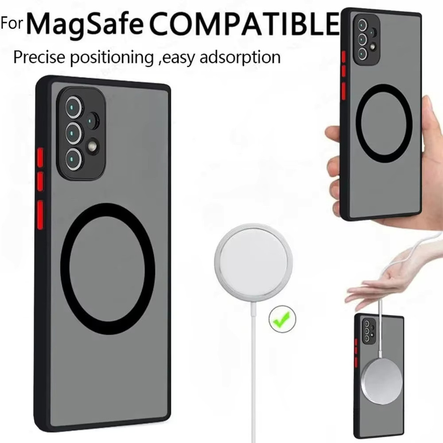 Stoßfeste matte Magnet-Schutzhülle für Samsung Galaxy A-Serie mit kabelloser Ladefunktion in Schwarz - Bild 2
