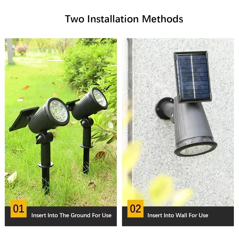 XIWANGFIRE Solar-LED-Flutlicht in Schwarz mit einstellbarer Helligkeit und IP65 Wasserdichtigkeit für Garten und Außenbereich - Bild 3