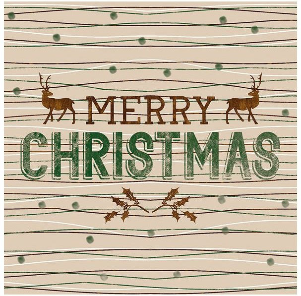 Serviette Classy Christmas mit Hirsch-Motiv in Beige, 20 Stück aus Papier - Bild 1