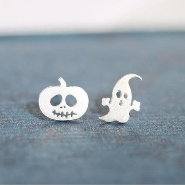 Wucifang Jewelry Ohrringe, 925 Sterling Silber, Halloween Kürbis Geister, Unisex - Bild 1