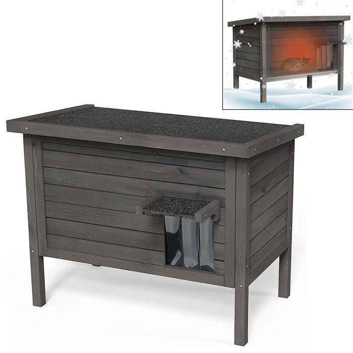 Katzenhaus Divit KH74 Grau mit Schaumstoffisolierung B/T/H: 80,5 x 47 x 61 cm - Bild 4