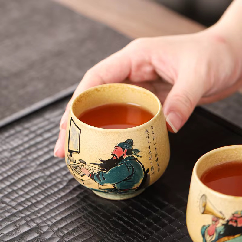 Waren Wusheng Guan Yu Master Cup Teetasse aus grober Keramik in Beige, Höhe: 7,5 cm, Durchmesser: 6,5 cm - Bild 4