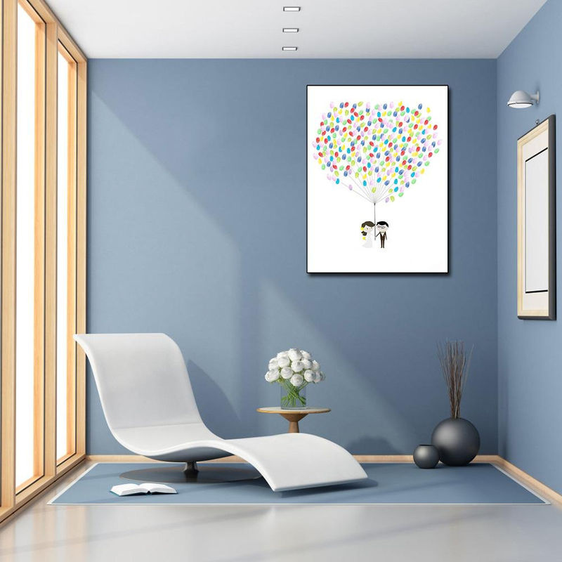 DIY Fingerabdruckmalerei für Hochzeiten mit Braut und Bräutigam Motiv auf Chemiefaserleinwand in Multicolor - Bild 2