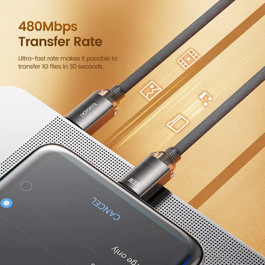 Toocki PD100W USB-C auf USB-C Schnellladekabel in Blau - Bild 4