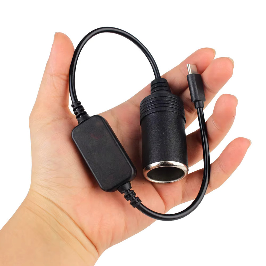 Boot Typ-C auf 12V Zigarettenanzüger Adapter Konverter Schwarz 12W für HUD und Dashcam - Bild 4