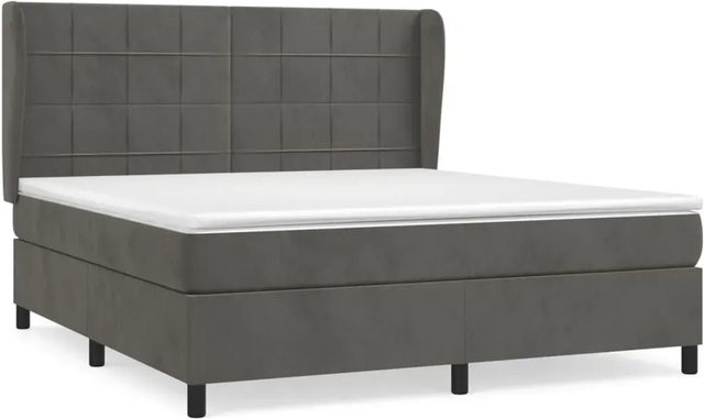 vidaXL Boxspringbett mit Matratze Dunkelgrau Samt B/T/H: 180 x 200 x 128 cm - Bild 1