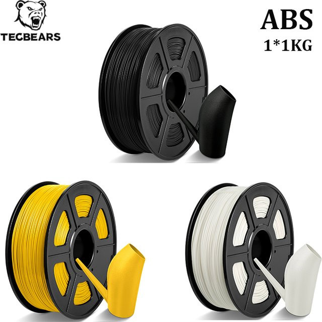 TECBEARS ABS 3D-Drucker-Filament Schwarz, 1,75 mm, 1 kg Rolle, blasenfrei und hochzähig für FDM-Drucker - Bild 1