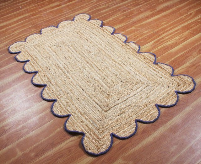 Handgefertigter Jute Teppich von King of the Jute Rugs in Blau/Beige, B/L: 60 x 150 cm - Bild 1