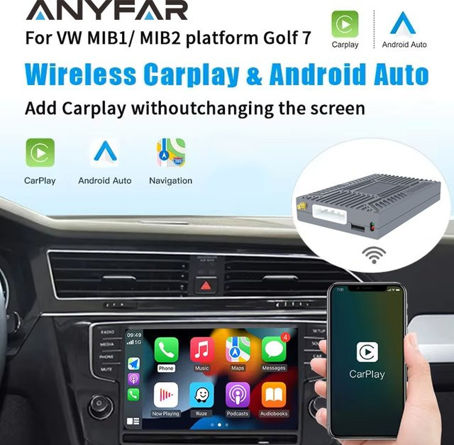 ANYFAR Drahtloses CarPlay Upgrade-Modul für VW Volkswagen Golf 7 Tiguan Lamando Magotan Phideon Teramont mit MIB1/MIB2 Original-Bildschirm via Wi-Fi und Bluetooth - Bild 1