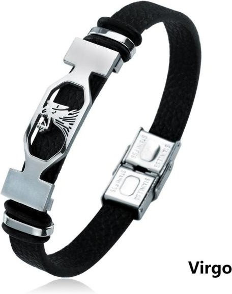 Armband Edelstahl, Leder, Schwarz, Unisex, 21cm - Bild 1