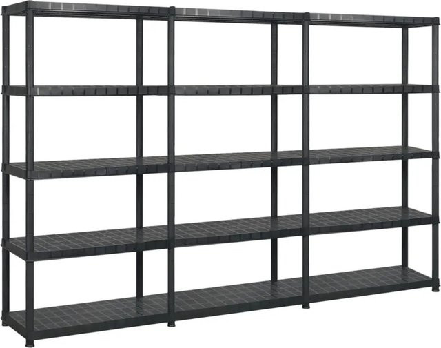 vidaXL Lagerregal aus Kunststoff mit 5 Böden in Schwarz, B/T/H: 255 x 40 x 185 cm - Bild 1