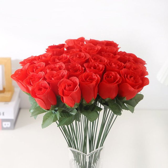 Smr Künstliche Seidenrosen in Rot für Hochzeitsdeko und Garten als DIY Geschenk oder Vasendekoration - Bild 1
