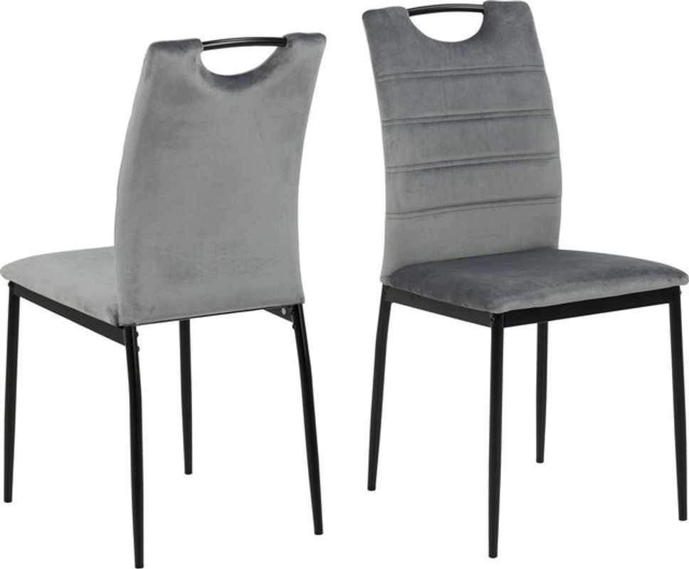 EBUY24 Esszimmerstuhl Dia aus Velours in Grau mit Metallgestell und Samtbezug im modernen Design - Bild 1