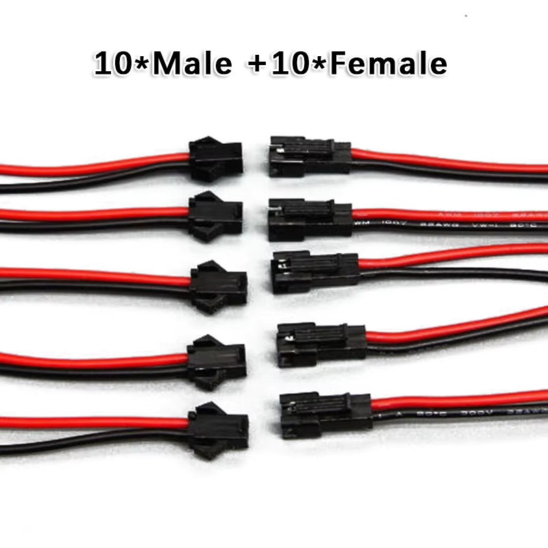 10 Paar JST SM 2-Pin Steckverbinder Set mit 10 cm Kabel Schwarz für LED Streifen und Lampen Anschlüsse - Bild 2