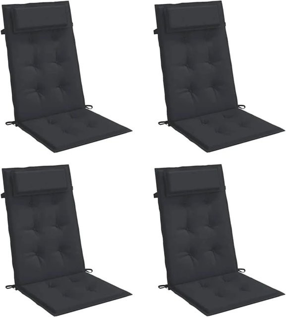 vidaXL Set aus 4 Hochlehner-Auflagen in Schwarz aus wasserabweisendem Oxford-Gewebe - Bild 1