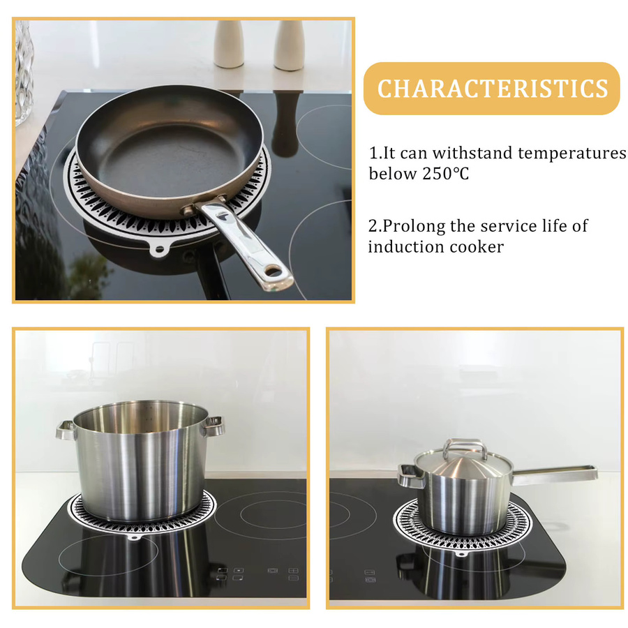 Willstar 4er-Set Silikon Kochfeld Schutzmatte für Induktionsherde, rund, weiß, rutschfest und wärmedämmend - Bild 3