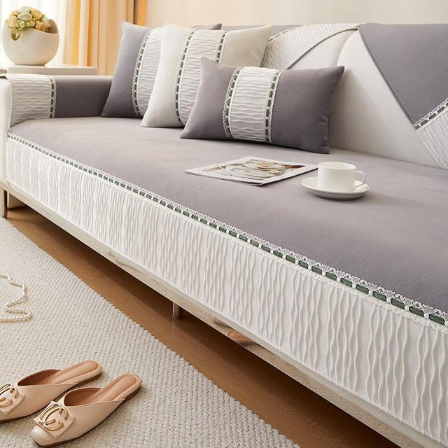 Luxuriöser Chenille Sofa Kissenbezug in Grau, Modernes Rutschfestes Kissenbezug für Rückenlehnen, B/T: 70 x 70 cm - Bild 1