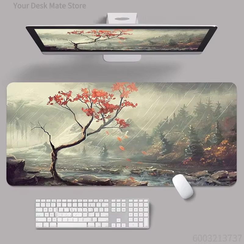Potdemiel Gaming-Mauspad mit Affenkönig-Sonnenuntergangslandschaft, rutschfeste Schreibtischunterlage in Multicolour - Bild 1