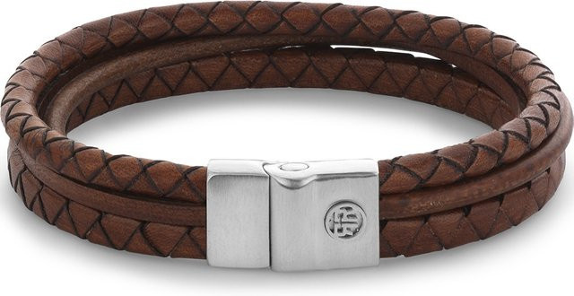Rebel & Rose Armband, Edelstahl, Leder, Silber, Herren - Bild 1